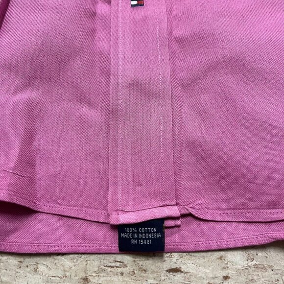 TOMMY HILFIGER Sz L 16.5 32-33 Mens Original Oxford Button Down Long Sleeve Pink - Picture 2 of 7